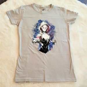 Tee Fury Spidergirl Gwen Stacy Comic Colorful Gray Graphic Tshirt Small